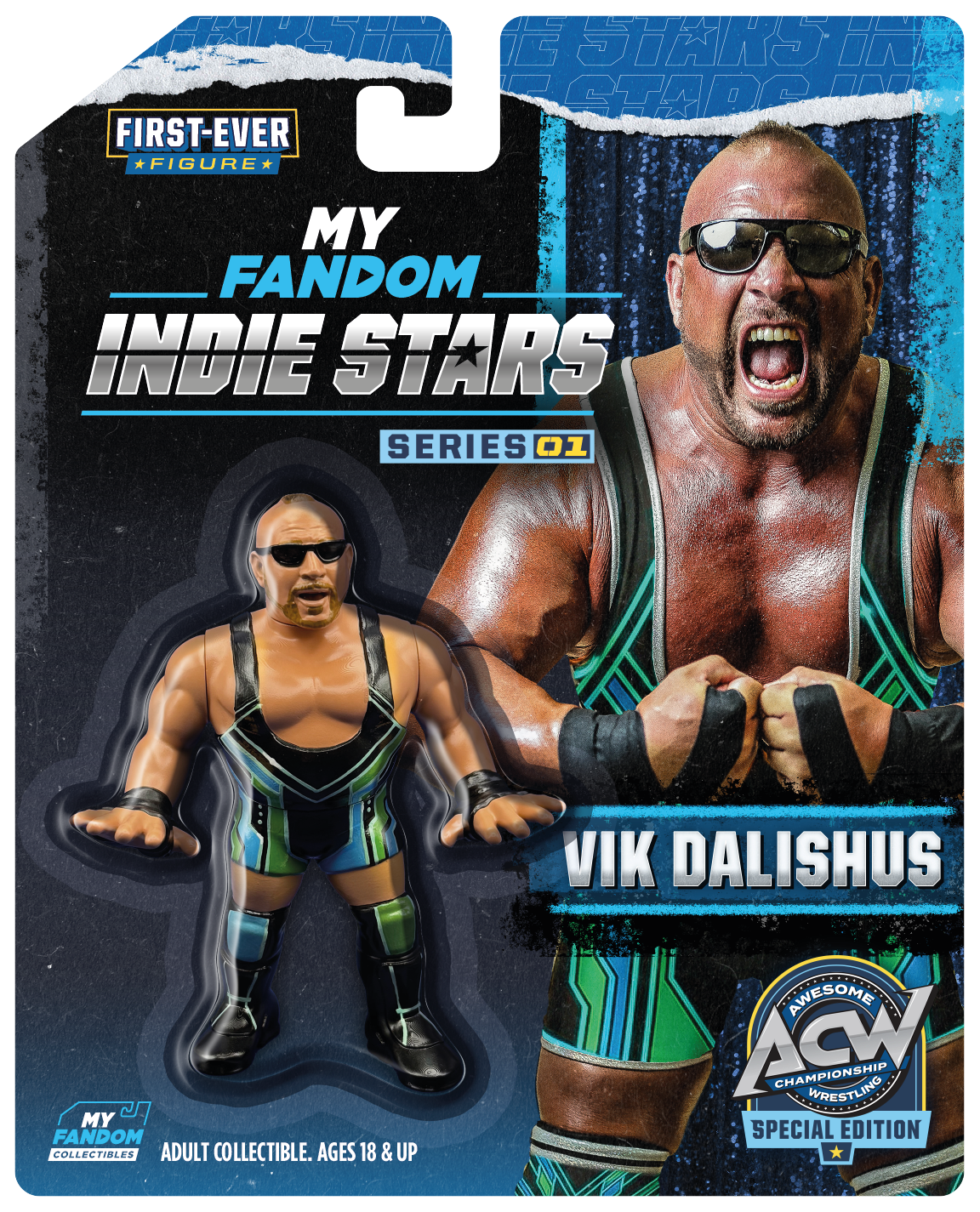 The Now (Vik Dalishus and Hale Collins) – MyFandom Indie Stars Wrestling Figure Bundle – ACW Edition – Blue and Green Variant Gear (Pre-Order)