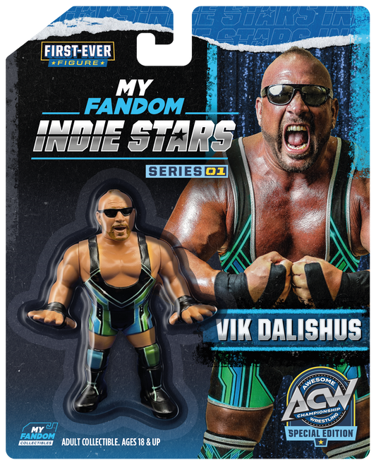 Vik Dalishus – MyFandom Indie Stars Wrestling Figure – ACW Edition – Blue and Green Variant Gear (Pre-Order)