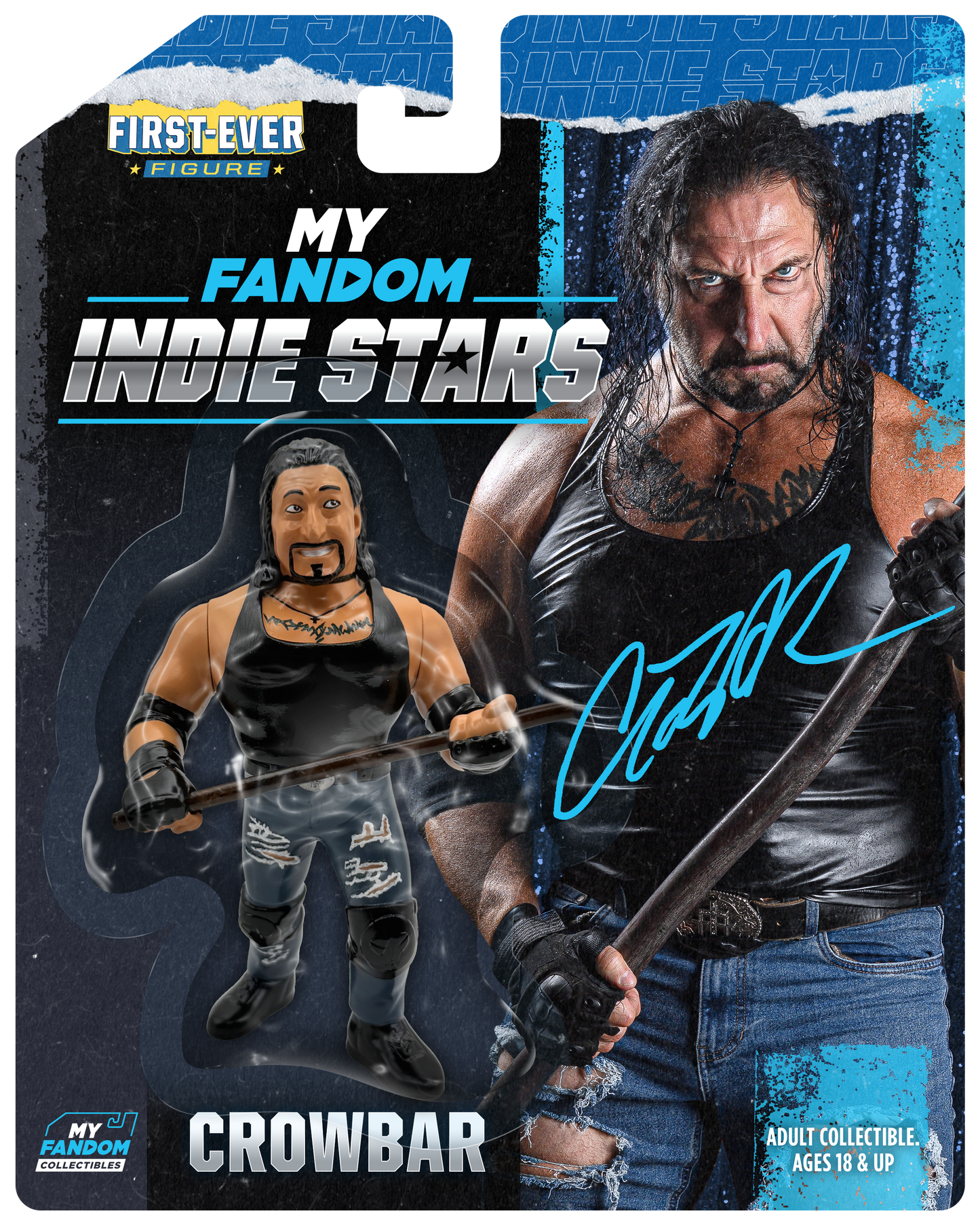 Crowbar Signed 4.5" Retro Wrestling Figure – Limited to 250 w/ Certificate of Authenticity